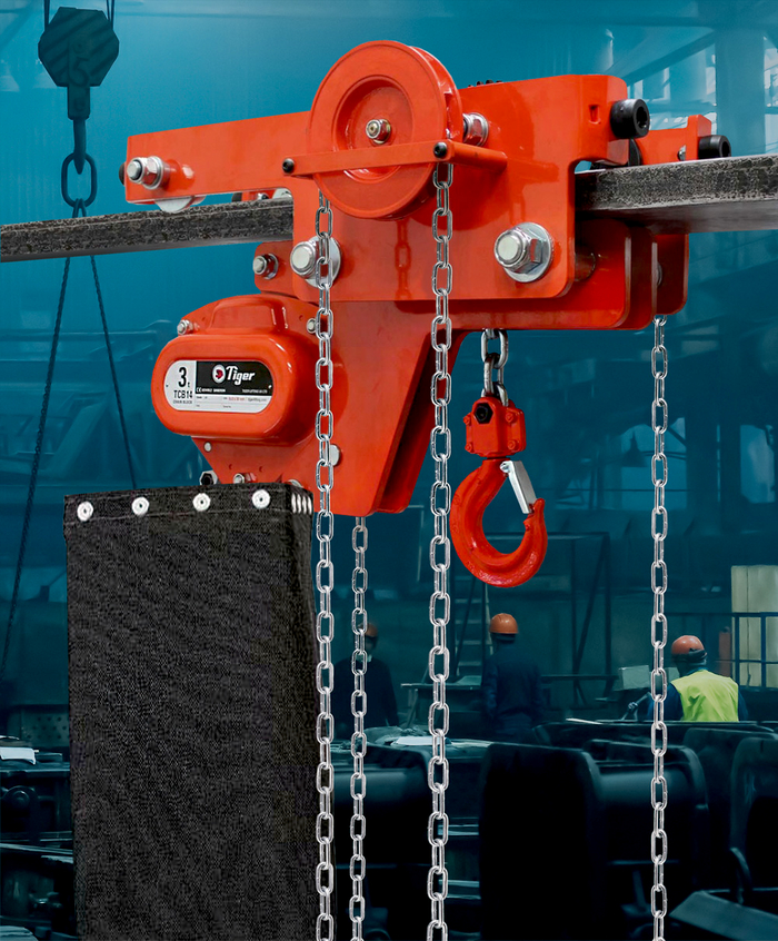 Modell LHCG Fahrwerk - Flaschenzug-Kombination mit Kettenbehälte